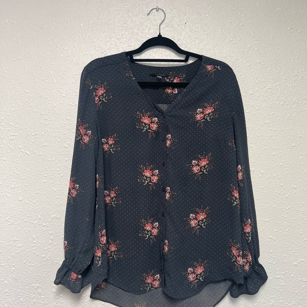 Floral Print Women's Top - Black